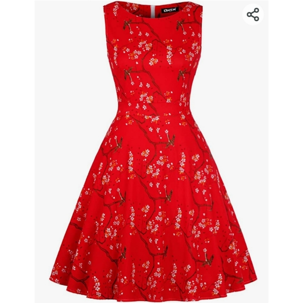 Red A-Line Dress, Women's M